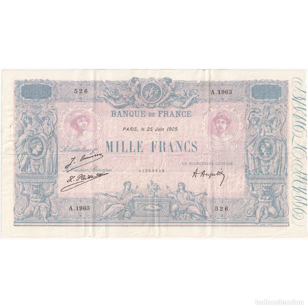 Billetes extranjeros: [#981829] Francia, 1000 Francs, Bleu et Rose, 1925-06-25, A.1963, MBC+