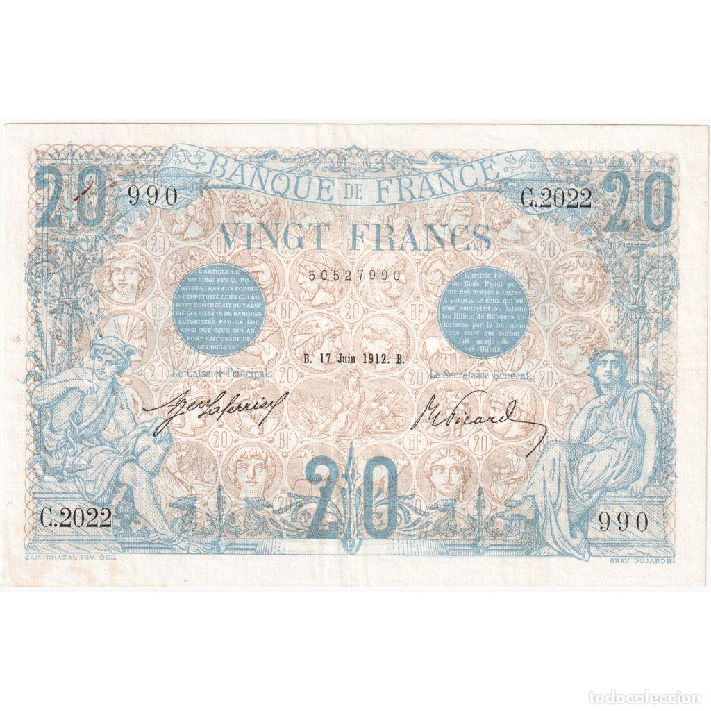 Billetes extranjeros: [#981824] Francia, 20 Francs, Bleu, 1912-06-17, C.2022, MBC+