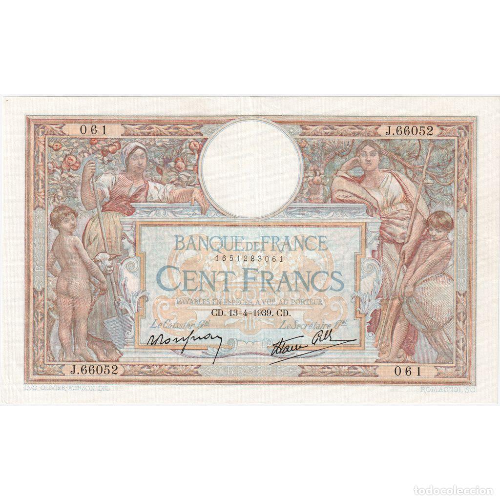 Billetes extranjeros: [#981835] Francia, 100 Francs, Luc Olivier Merson, 1939-04-13, J.66052, EBC