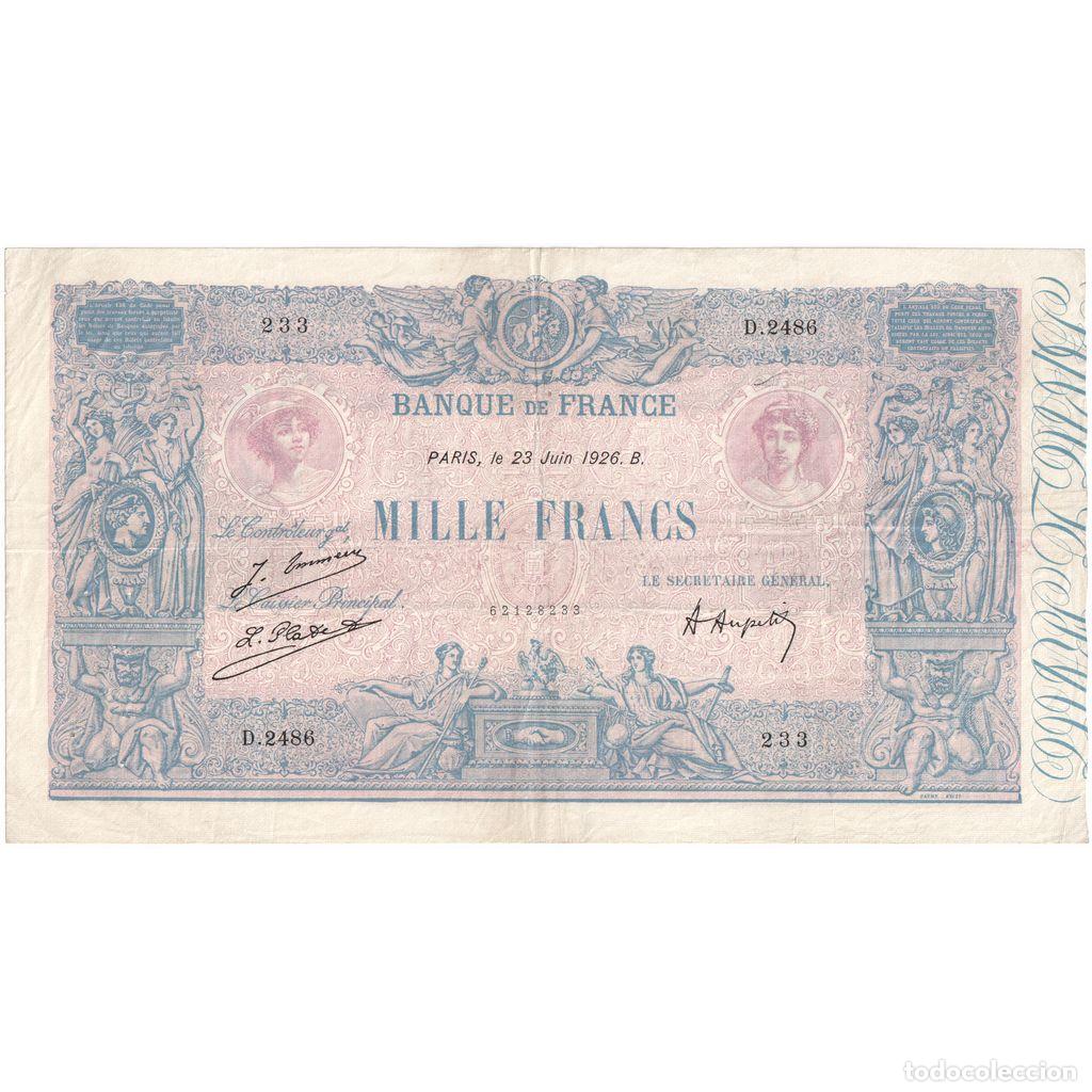 Billetes extranjeros: [#981828] Francia, 1000 Francs, Bleu et Rose, 1926-06-23, D.2486, MBC