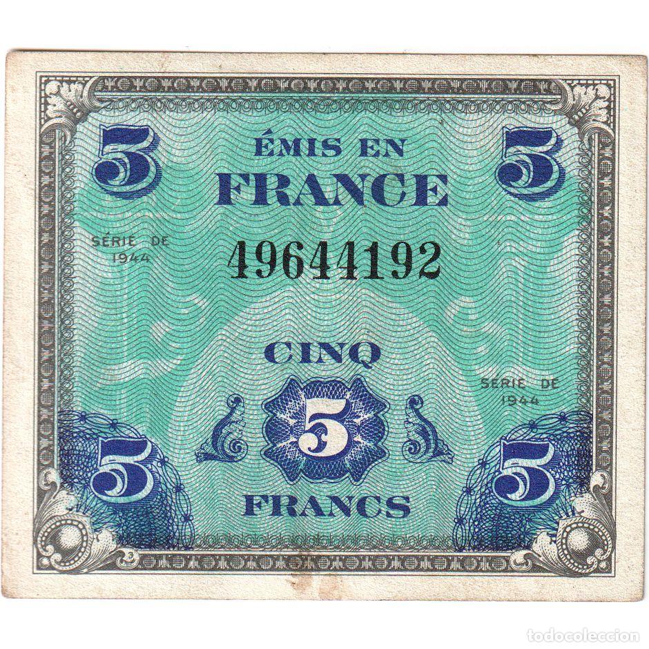 Billetes extranjeros: [#981862] Francia, 5 Francs, Flag/France, 1944, MBC+