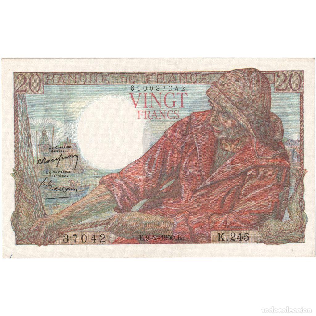 Billetes extranjeros: [#981853] Francia, 20 Francs, P&ecirc;cheur, 1950-02-09, K.245, UNC