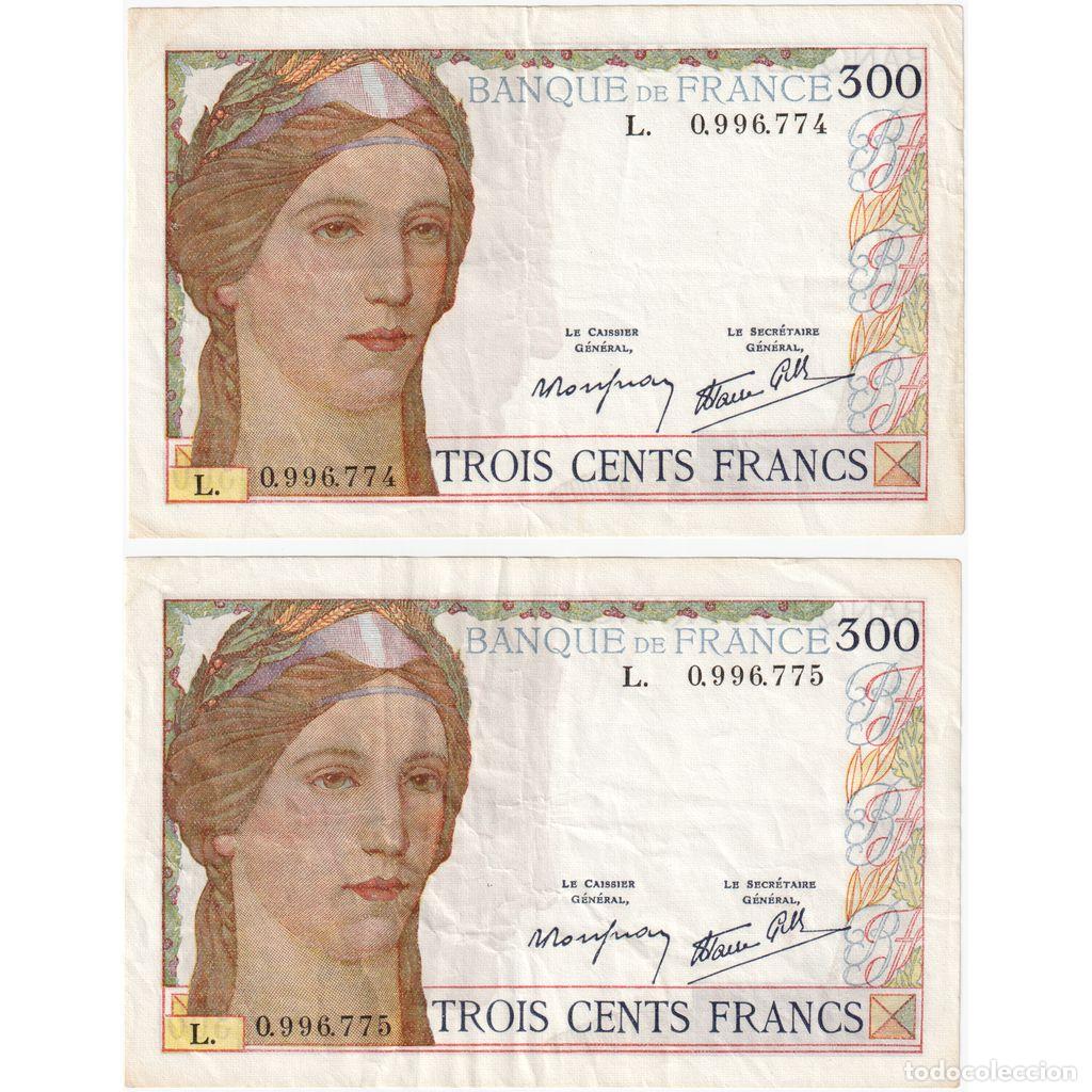 Billetes extranjeros: [#981850] Francia, 300 Francs, C&eacute;r&egrave;s, Undated (1939), L, Consecutive Numbers, MBC