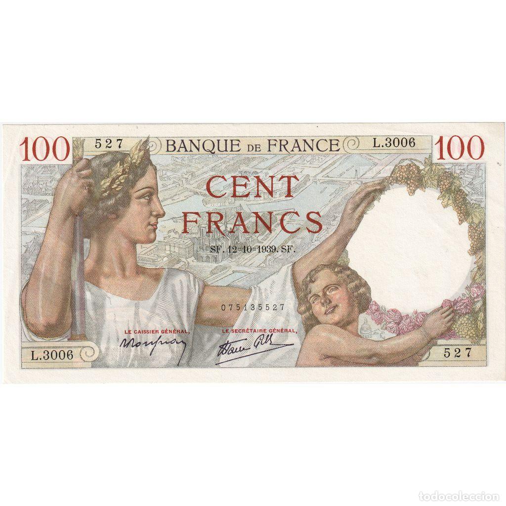 Billetes extranjeros: [#981836] Francia, 100 Francs, Sully, 1939-10-12, L.3006, EBC+