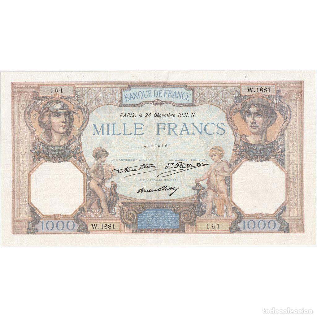 Billetes extranjeros: [#981841] Francia, 1000 Francs, C&eacute;r&egrave;s et Mercure, 1931-12-24, W.1681, MBC