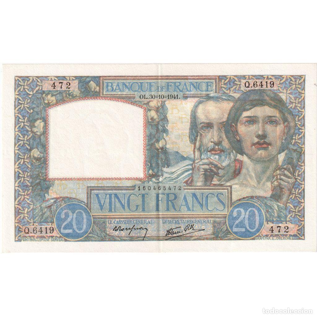 Billetes extranjeros: [#981844] Francia, 20 Francs, Science et Travail, 1941-10-30, Q.6419, SC