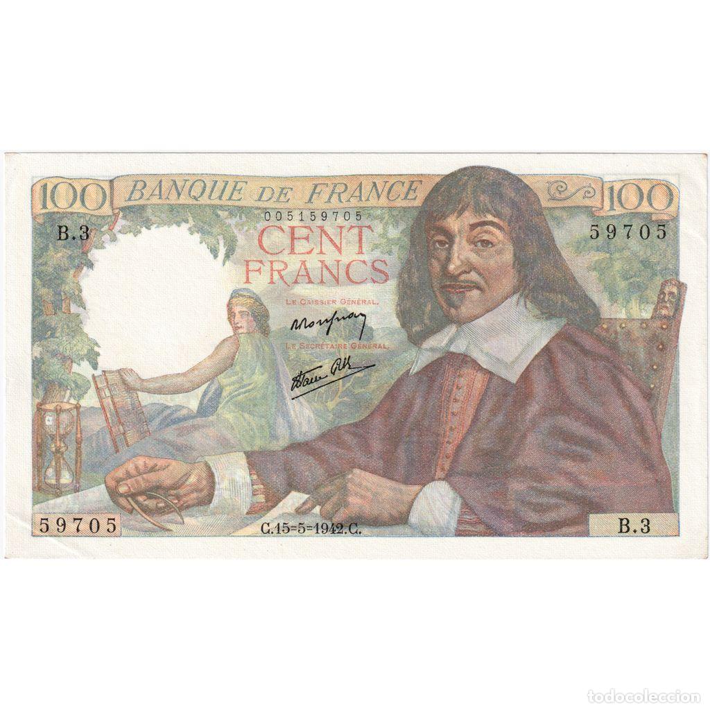 Billetes extranjeros: [#981847] Francia, 100 Francs, Descartes, 1942-05-15, B.3, UNC