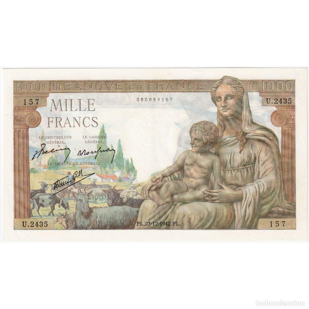 Billetes extranjeros: [#981849] Francia, 1000 Francs, D&eacute;esse D&eacute;m&eacute;ter, 1942-12-23, U.2435, UNC