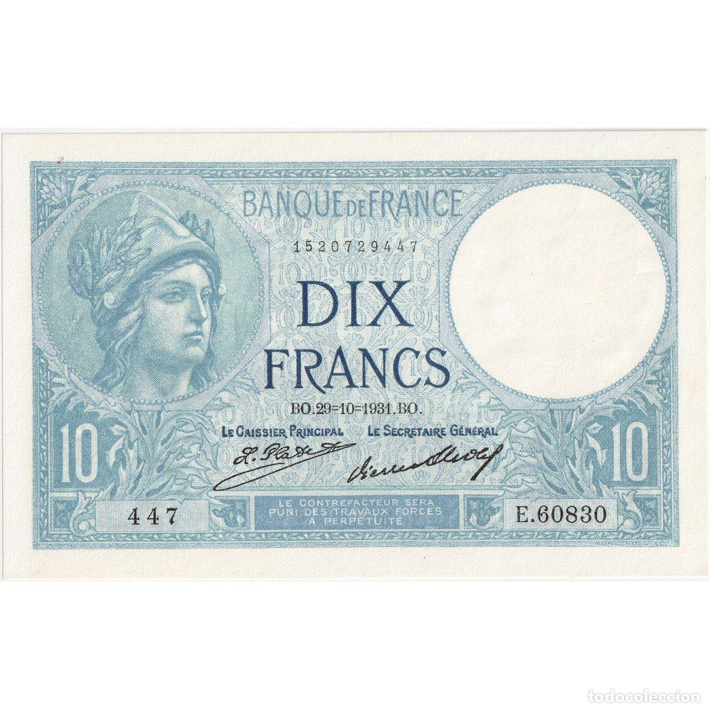 Billetes extranjeros: [#981833] Francia, 10 Francs, Minerve, 1931-10-29, E.60830, EBC+