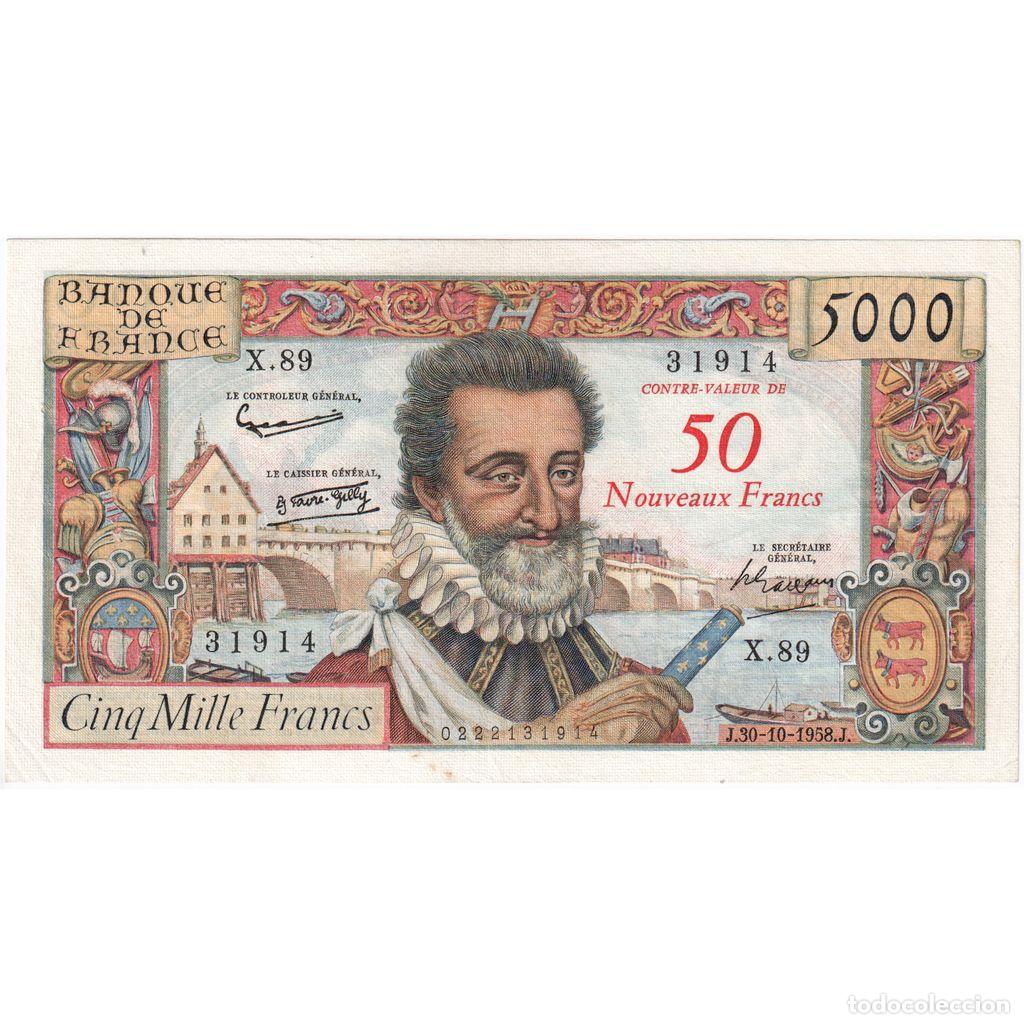 Billetes extranjeros: [#981893] Francia, 50 Nouveaux Francs on 5000 Francs, Henri IV, 1958-10-30, X.89, MBC+