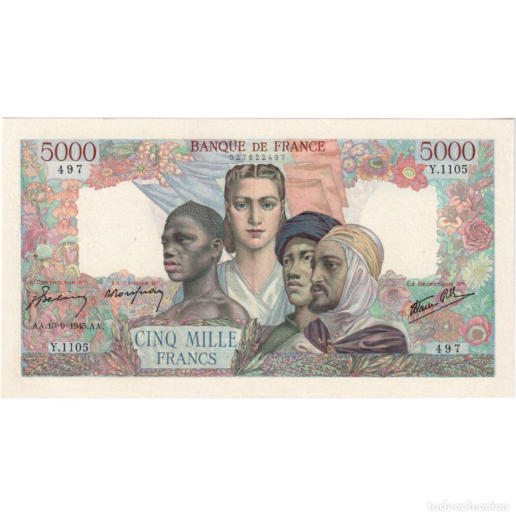 Billetes extranjeros: [#981860] Francia, 5000 Francs, Empire Fran&ccedil;ais, 1945-09-13, Y.1105, EBC