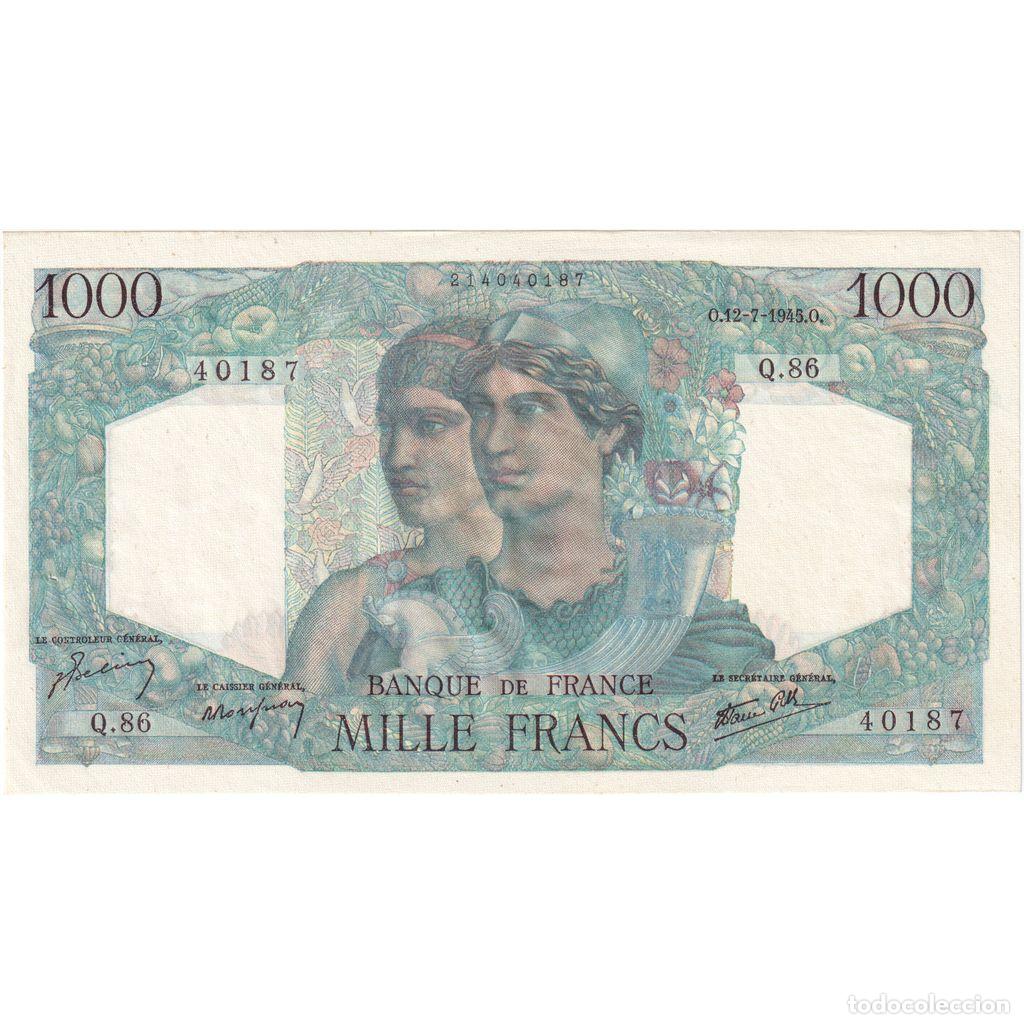 Billetes extranjeros: [#981873] Francia, 1000 Francs, Minerve et Hercule, 1945-07-12, Q.86, MBC+