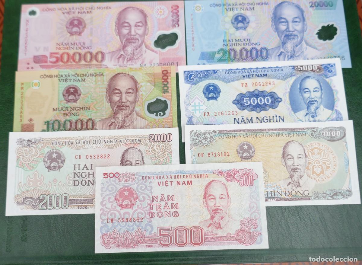 Billetes extranjeros: Lote 7 billetes Vietnam en perfecto estado. Puede cambiar la numeraci&oacute;n. VER DESCRIPCI&Oacute;N