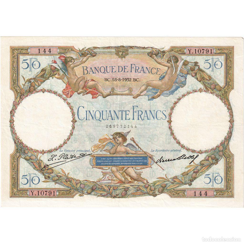 Billetes extranjeros: [#981839] Francia, 50 Francs, Luc Olivier Merson, 1932-08-18, Y.10791, MBC