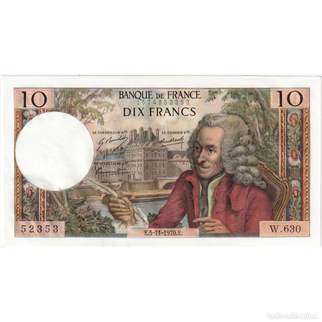 Billetes extranjeros: [#981900] Francia, 10 Francs, Voltaire, 1970-11-05, W.630, MBC+