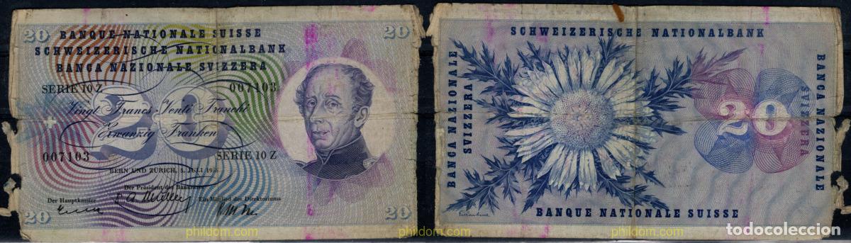 Billetes extranjeros: 11042 SUIZA 1976 SWITZERLAND 20 FRANCS 1976