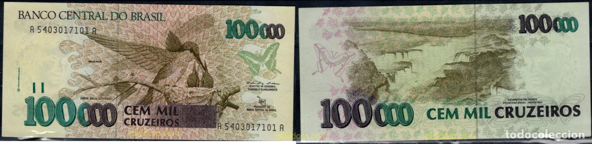 Billetes extranjeros: 11041 BRASIL 1993 BRASIL 100000 CRUZEIROS REAIS 1993