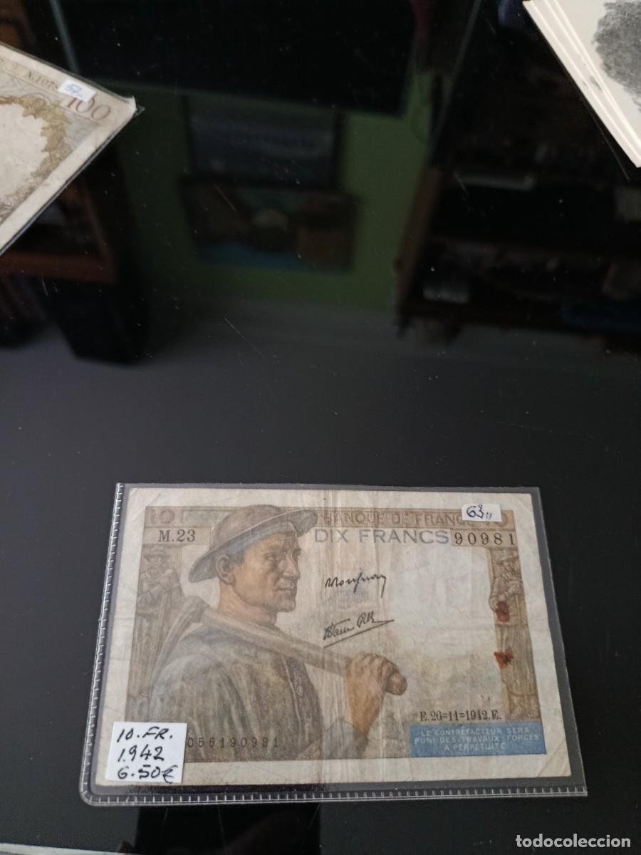 Billetes extranjeros: Billete de Francia Dix Francs