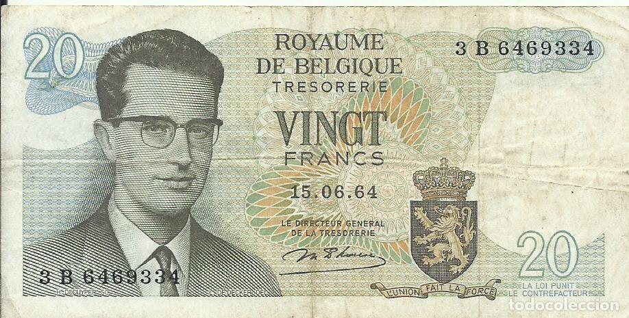 Billetes extranjeros: BELGICA - 20 FRANCOS - 1964 - 3 B 6469334 - FOTOS
