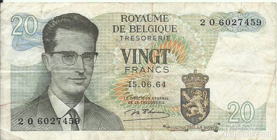 Billetes extranjeros: BELGICA - 20 FRANCOS - 1964 - 2 0 6027459 - FOTOS