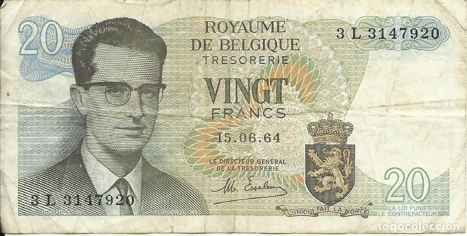 Billetes extranjeros: BELGICA - 20 FRANCOS - 1964 - 3 L 3147920 - FOTOS