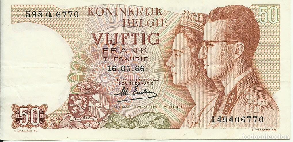 Billetes extranjeros: BELGICA - 50 FRANCOS - 1966 - 598 Q 6770/149406770 - FOTOS