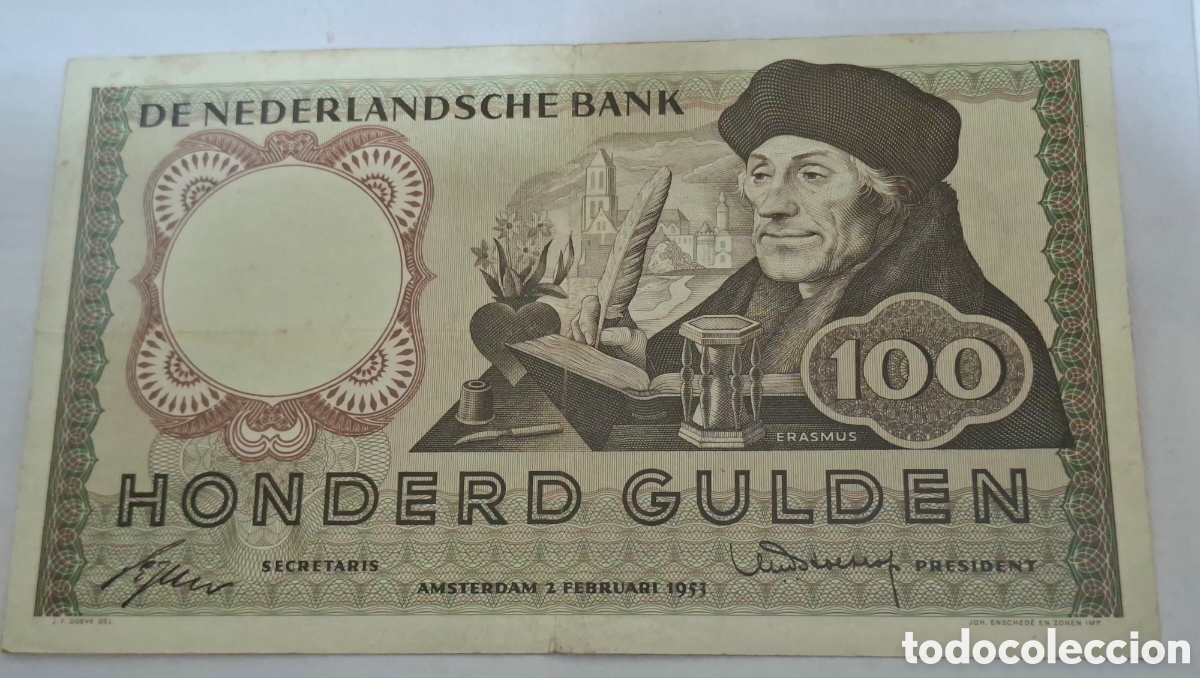 Billetes extranjeros: Billete Holanda,1.953, 100 Gulden,MBC-.
