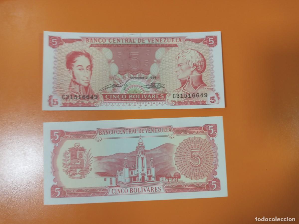Billetes extranjeros: VENEZUELA 5 BOL&Iacute;VARES 1989