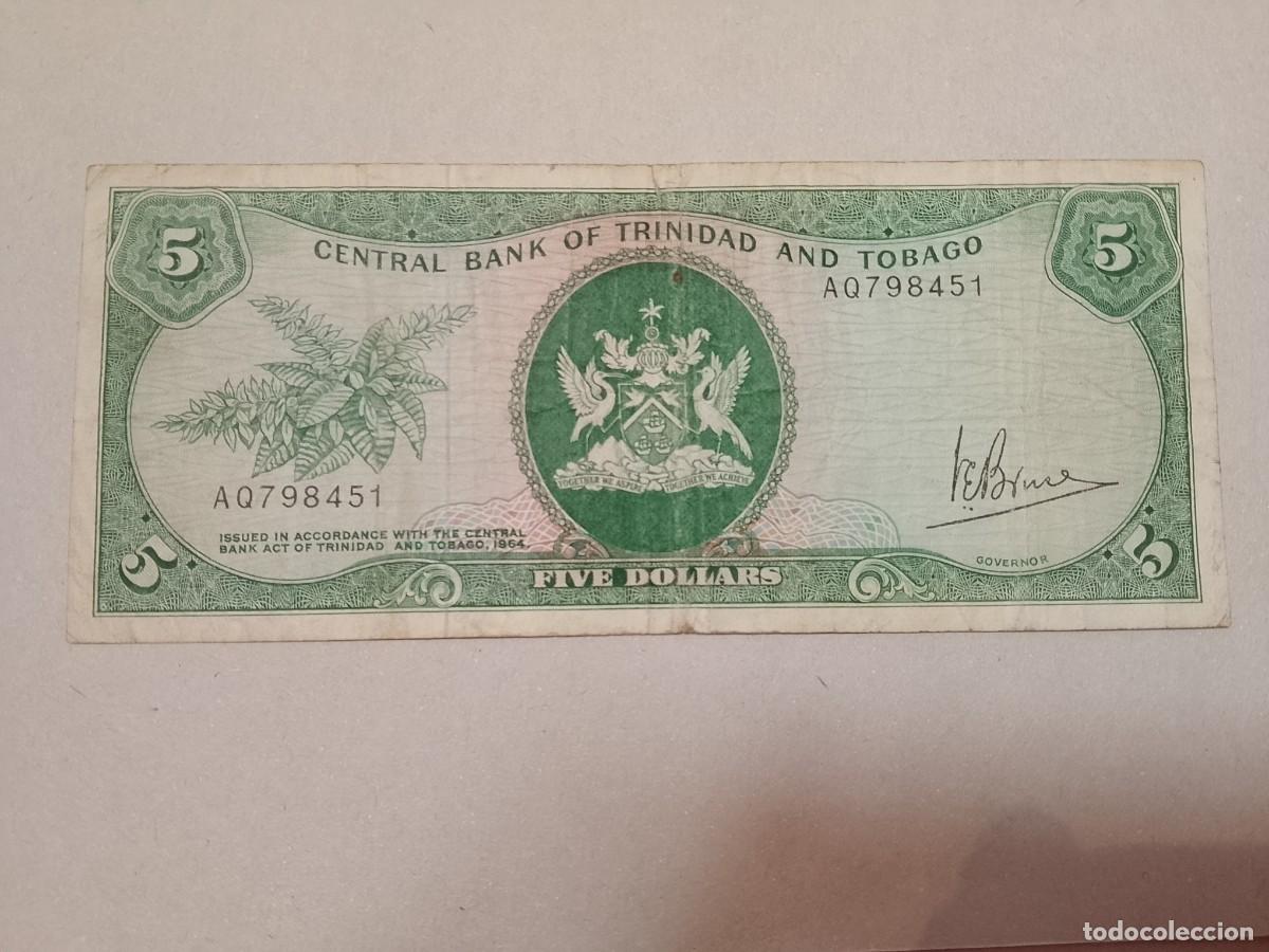 Billetes extranjeros: Billete Trinidad y Tobago, 5 dolares, a&ntilde;o 1964