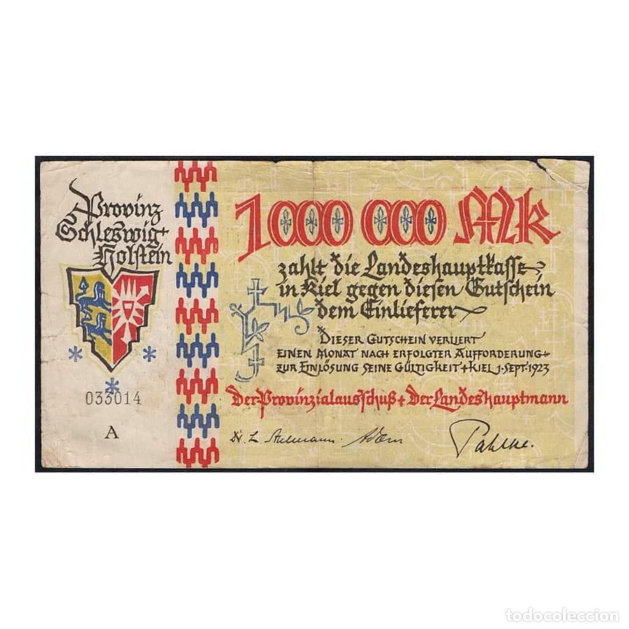 Billetes extranjeros: Alemania 1923 [BLL] 1.000.000 Marcos. Notgeld. Schleswig-Holstein (BC)