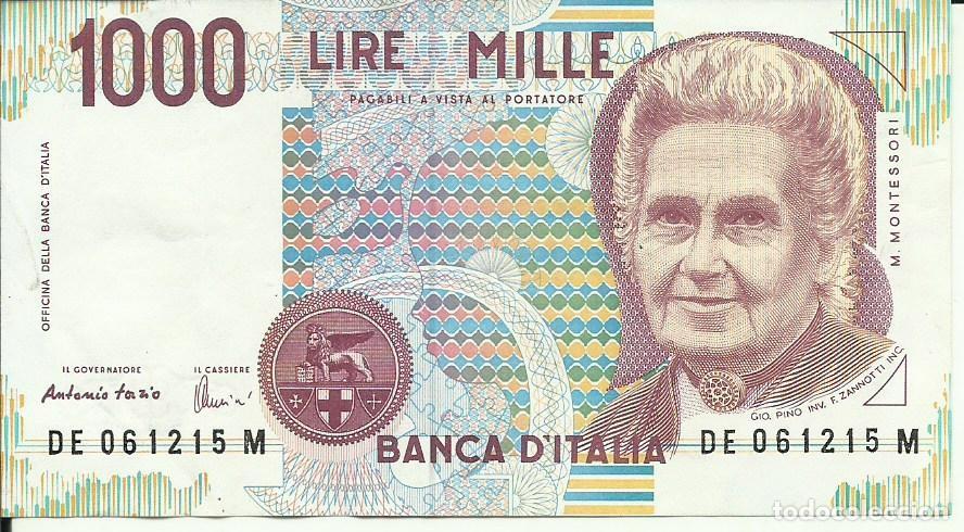 International Banknotes: ITALIA - 1000 LIRAS - 1990 - DE 061215 M - M. MONTESSORI - FOTOS