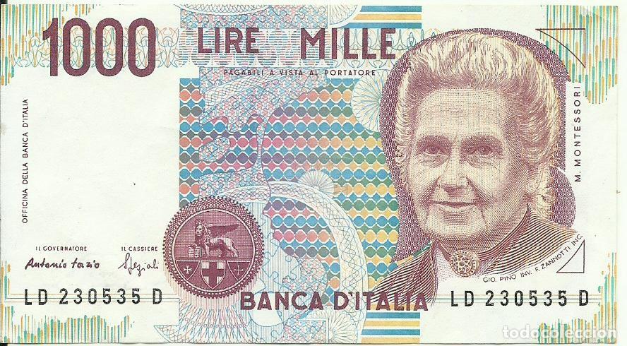 Billetes extranjeros: ITALIA - 1000 LIRAS - 1990 - LD 230535 D - M. MONTESSORI - FOTOS
