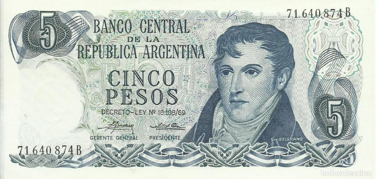 Billetes extranjeros: ARGENTINA - 5 PESOS - 1971-1973 - SC/UNC - GENERAL BELGRANO - FOTOS