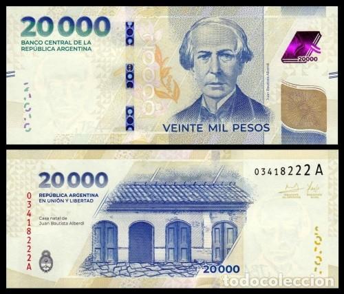 Billetes extranjeros: Argentina 20.000 Pesos 2024 Pick 370 SC