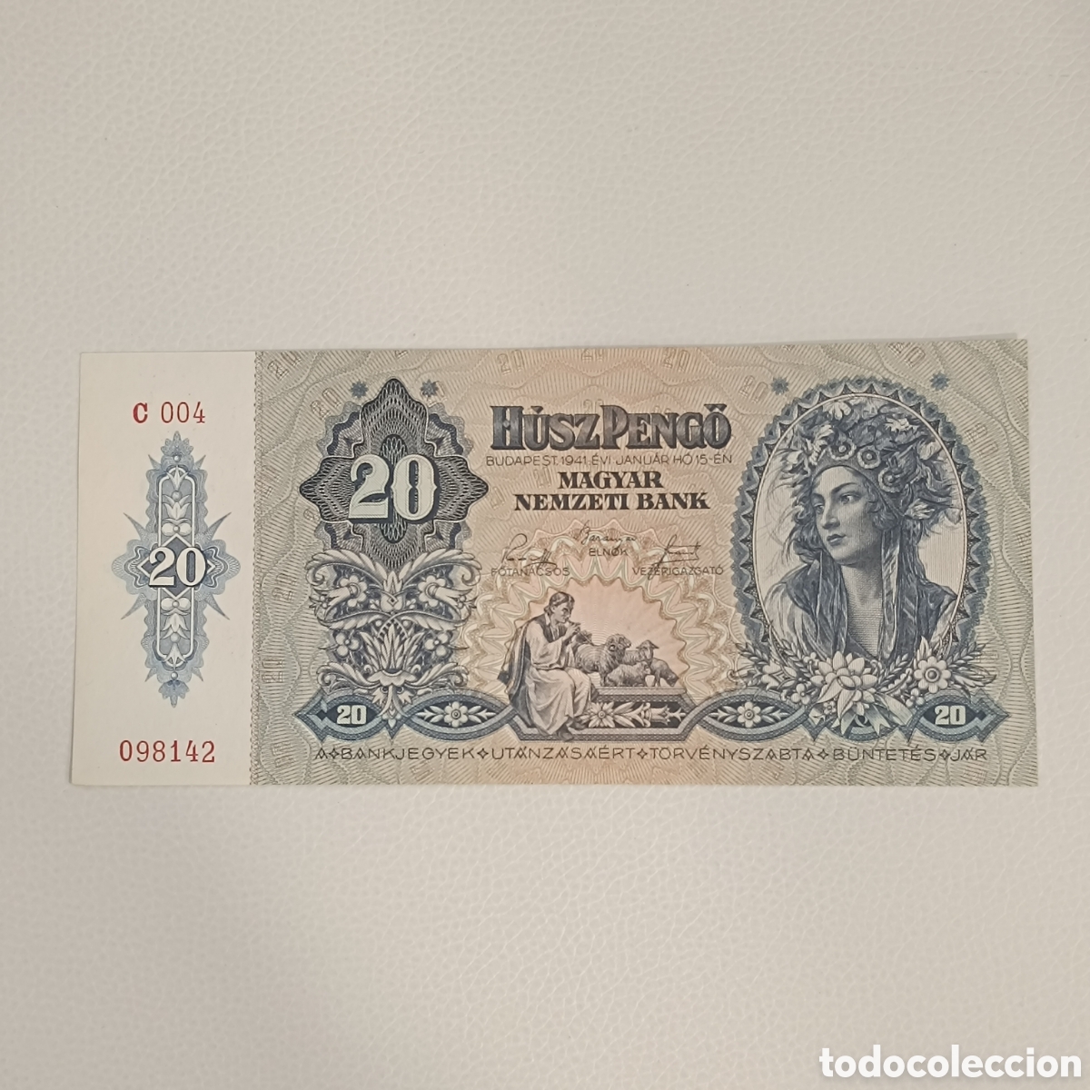 Billetes extranjeros: 20 Pengő Hungr&iacute;a 1941 &ndash; Excelente conservaci&oacute;n