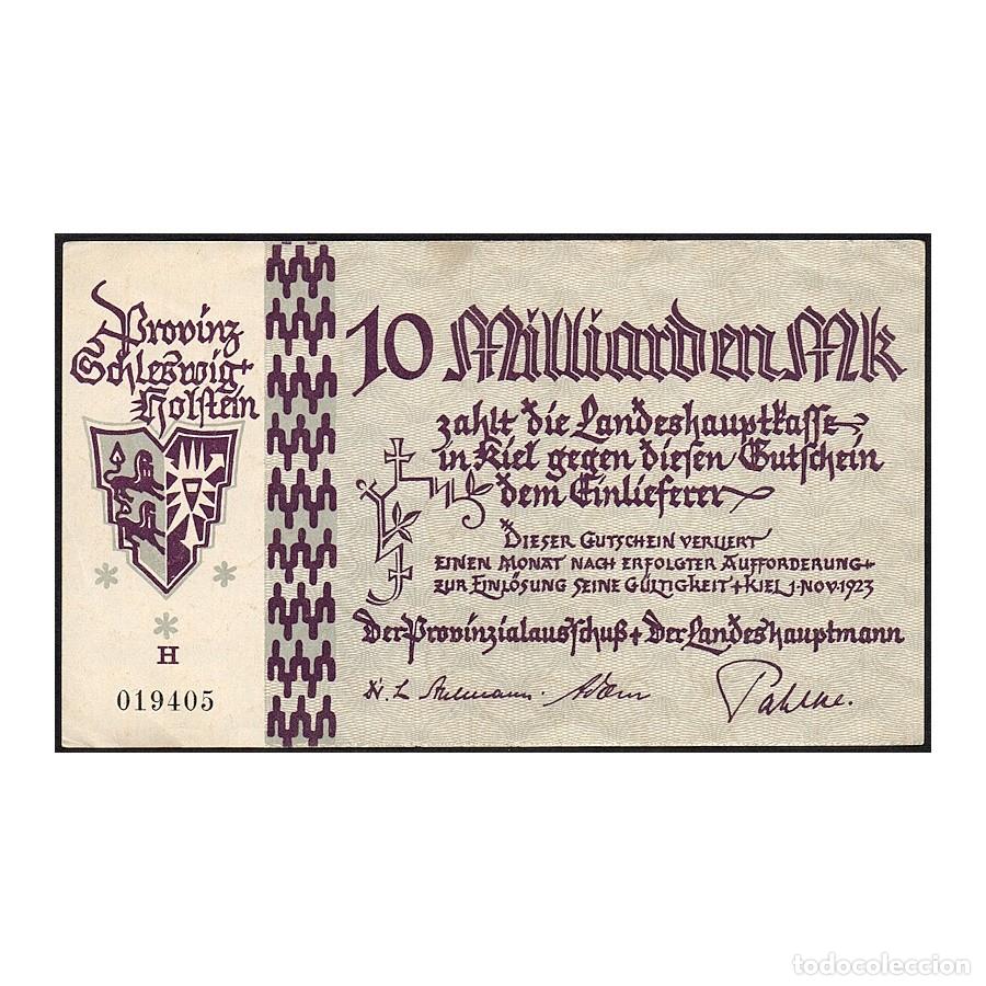 Billetes extranjeros: Alemania 1923 [BLL] 10.000.000 Marcos. Notgeld. Schleswig-Holstein (MBC)