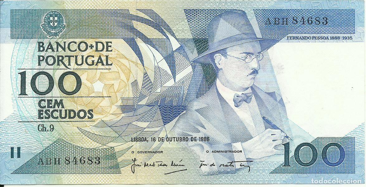 Billetes extranjeros: PORTUGAL - 100 ESCUDOS - Ch. 9 - 1986 - ABH 84683 - FERNANDO PESSOA - FOTOS