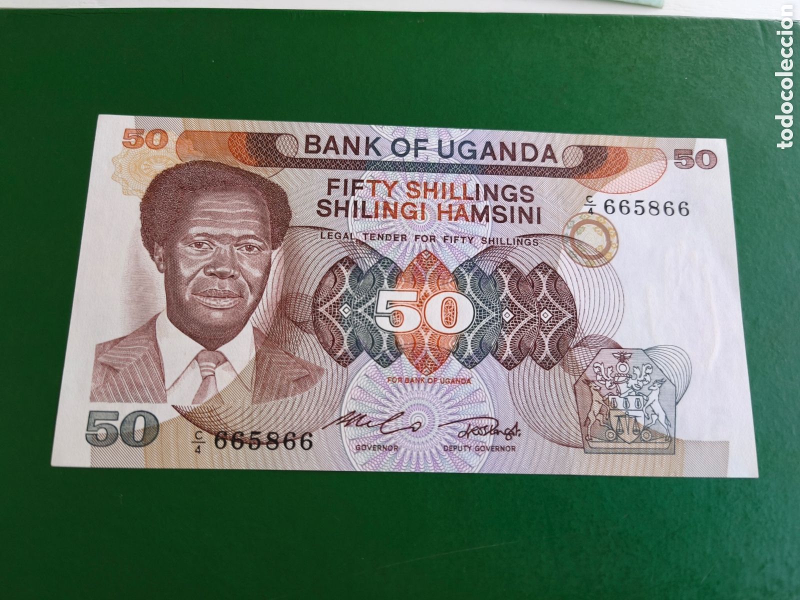 Billetes extranjeros: 50 chelines uganda 1985