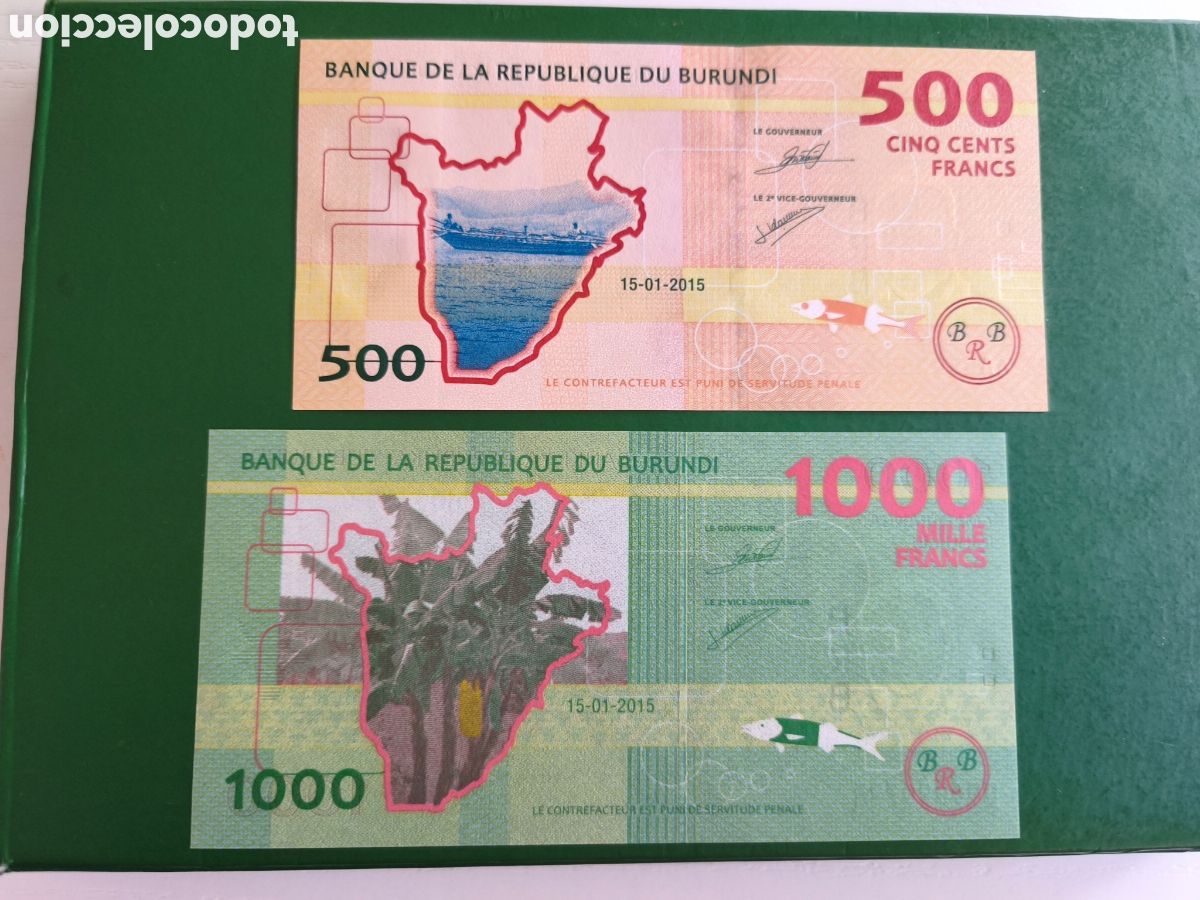 Billetes extranjeros: 500&1000 Burundi 2015
