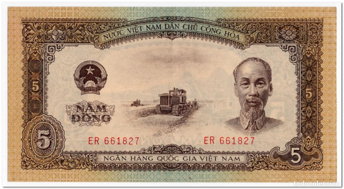 Billetes extranjeros: VIET NAM,5 DONG,1958,P.73,XF+