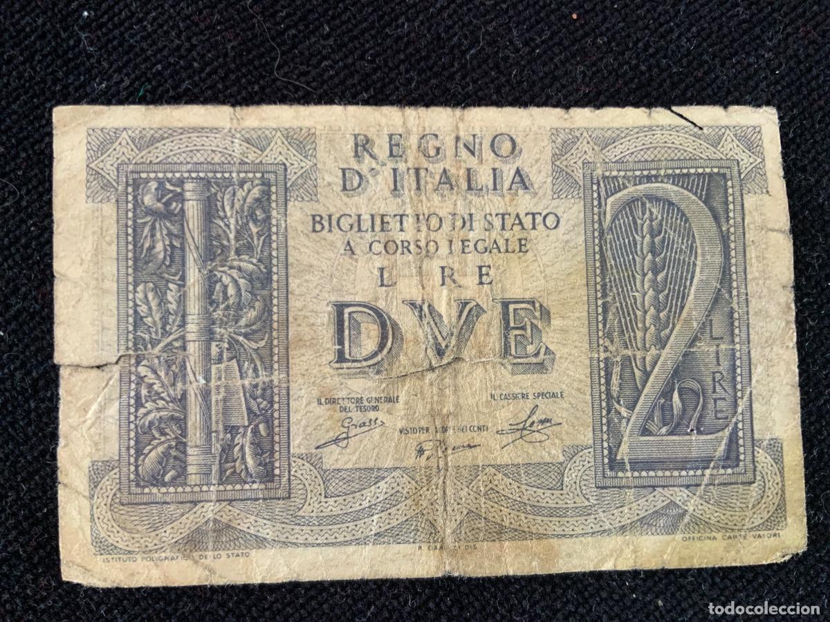 Billetes extranjeros: Billete de 2 lire Italia 1939