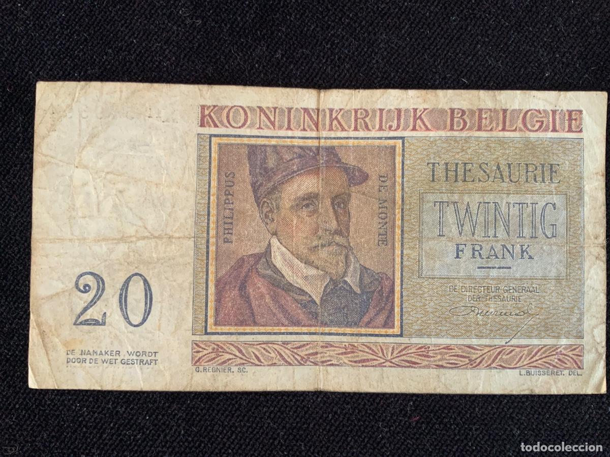 Billetes extranjeros: Billete 20 francs 1956 belgica.