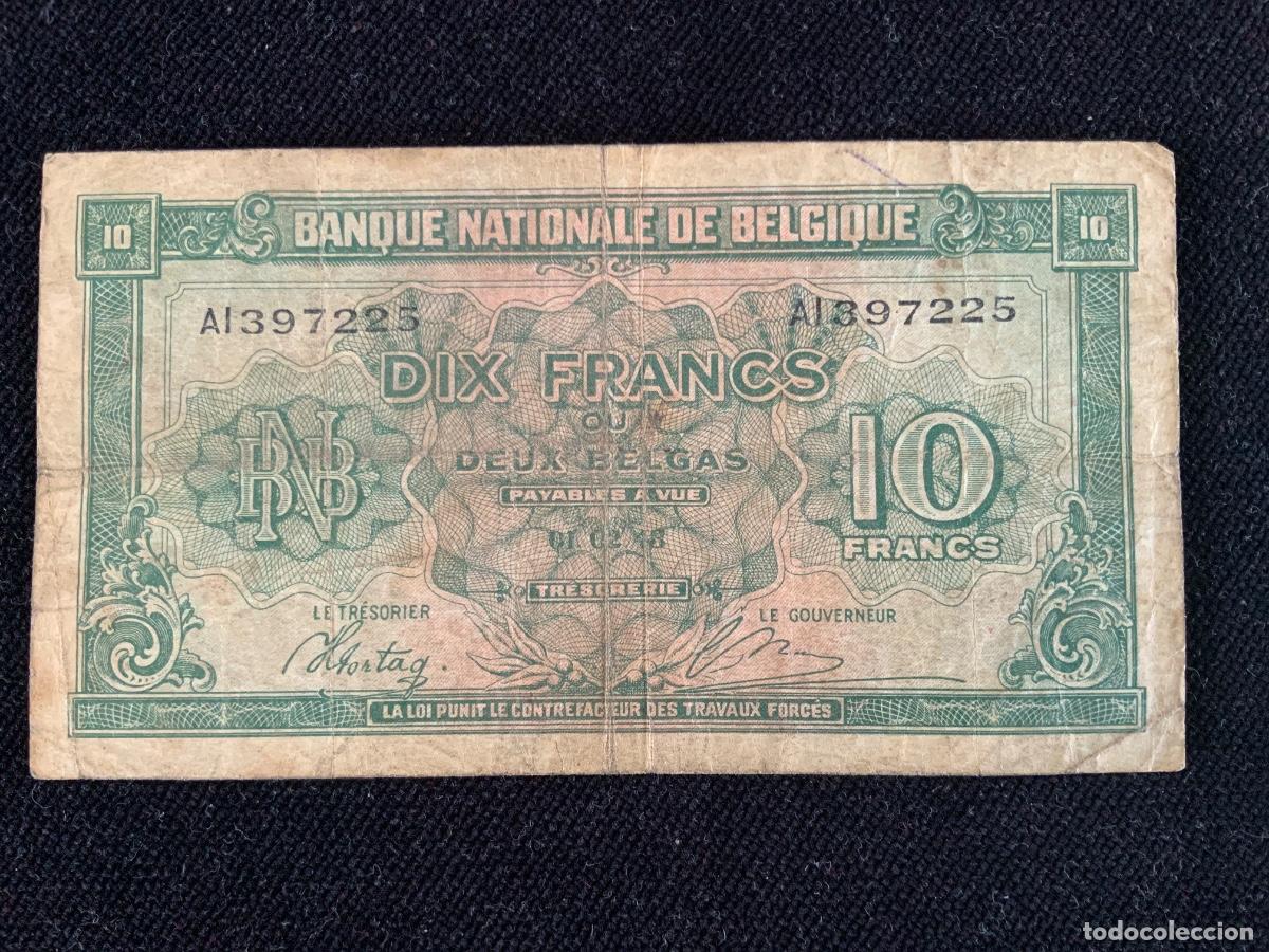 Billetes extranjeros: Billete de 10 francs belgica 1943.