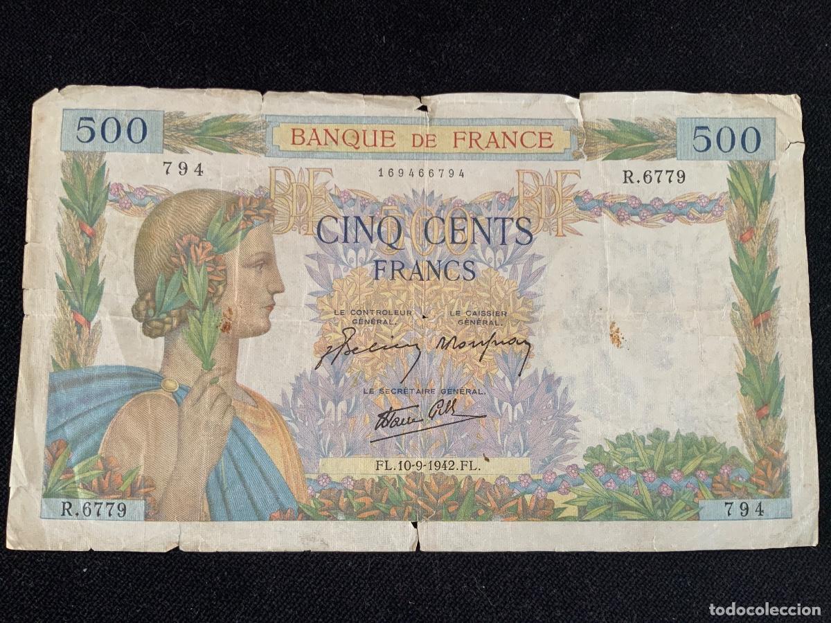 Billetes extranjeros: Billete de 500 francs 1942