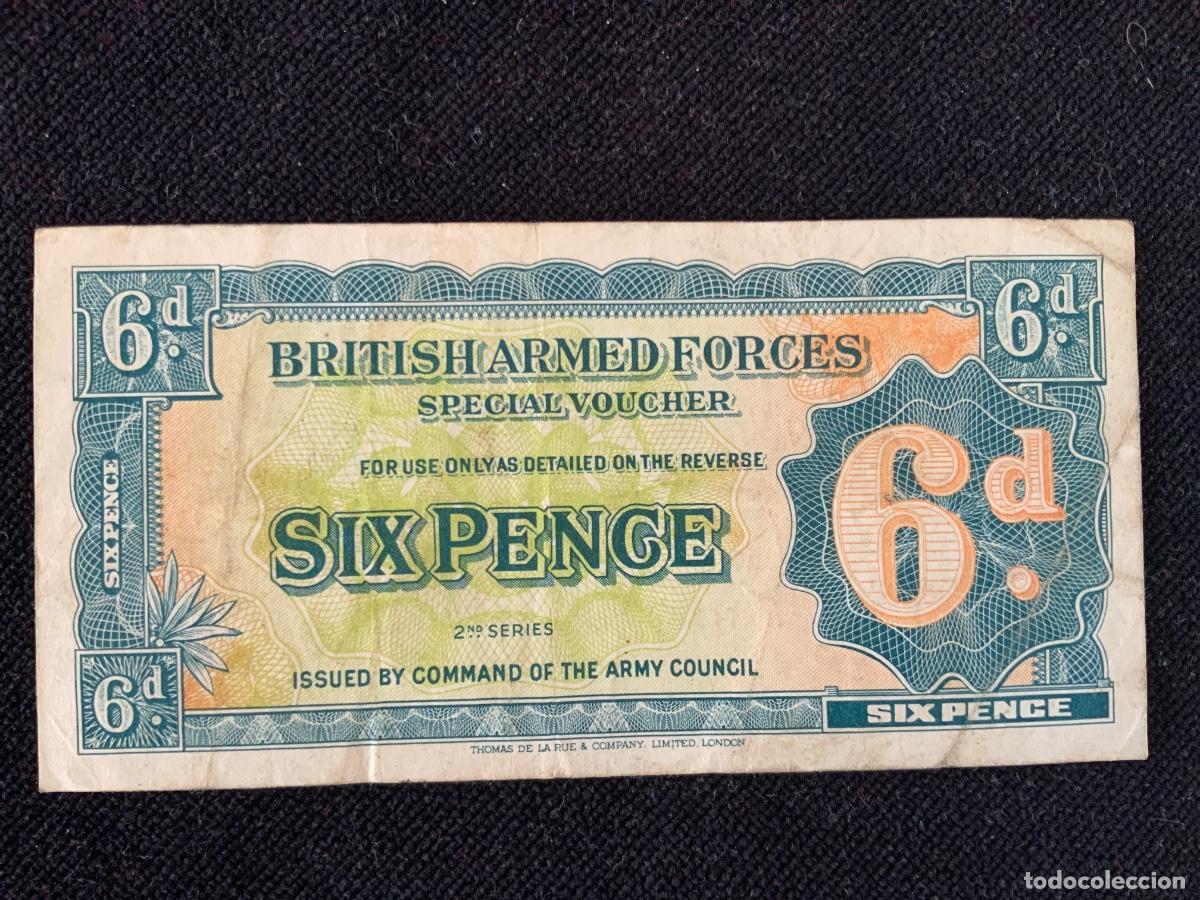 Billetes extranjeros: Billete 6 pence british armed forces.