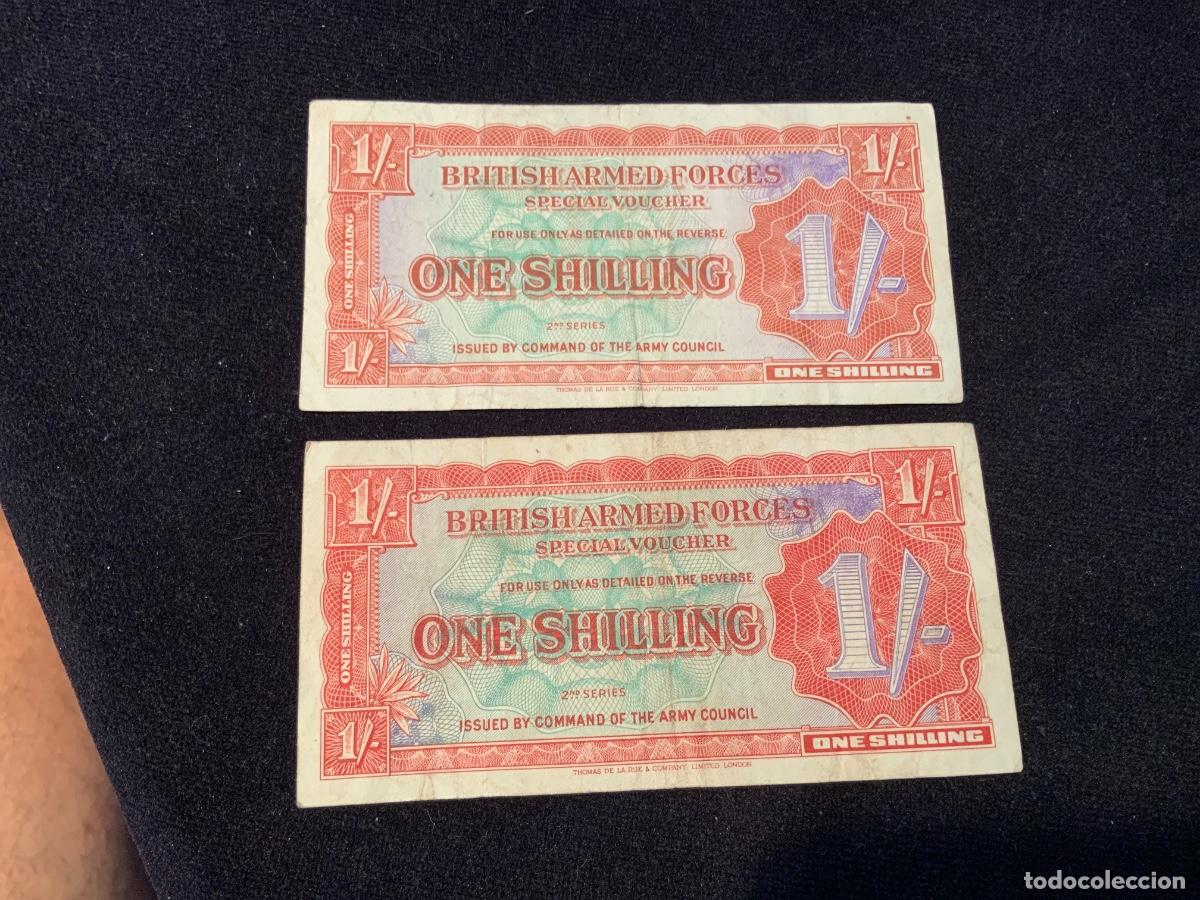 Billetes extranjeros: Lote de 2 billetes one shilling 1948