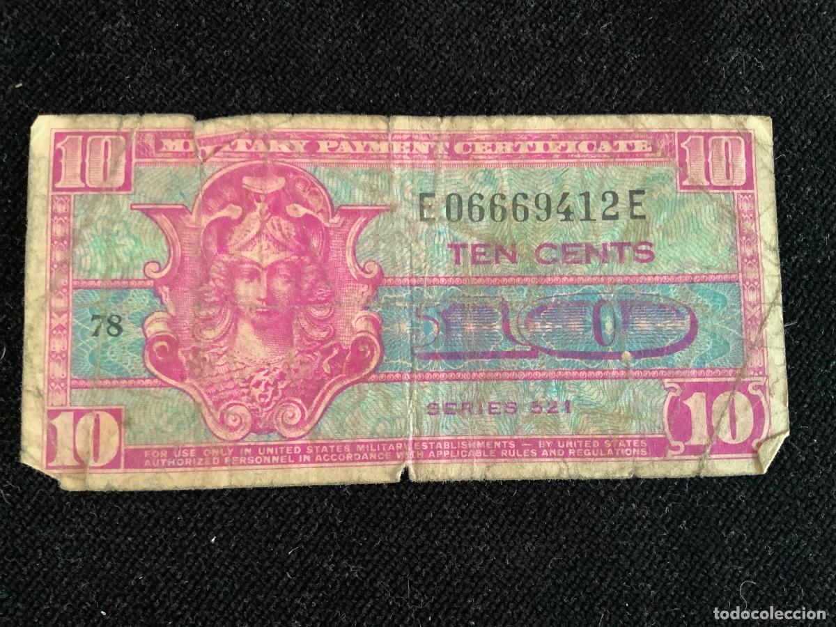 Billetes extranjeros: Billete de 10 cents 1954, usa, militry payment certificate.