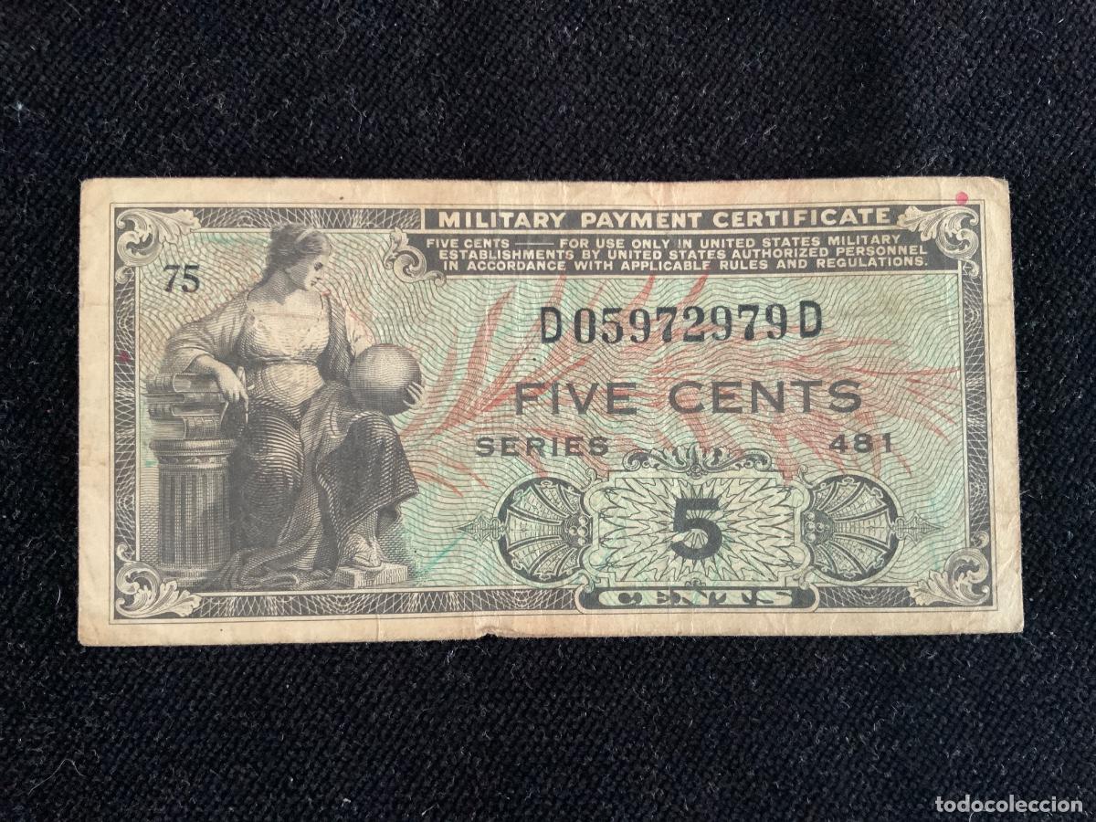 Billetes extranjeros: Billete de 5 cents 1954, usa , military payment certificate.