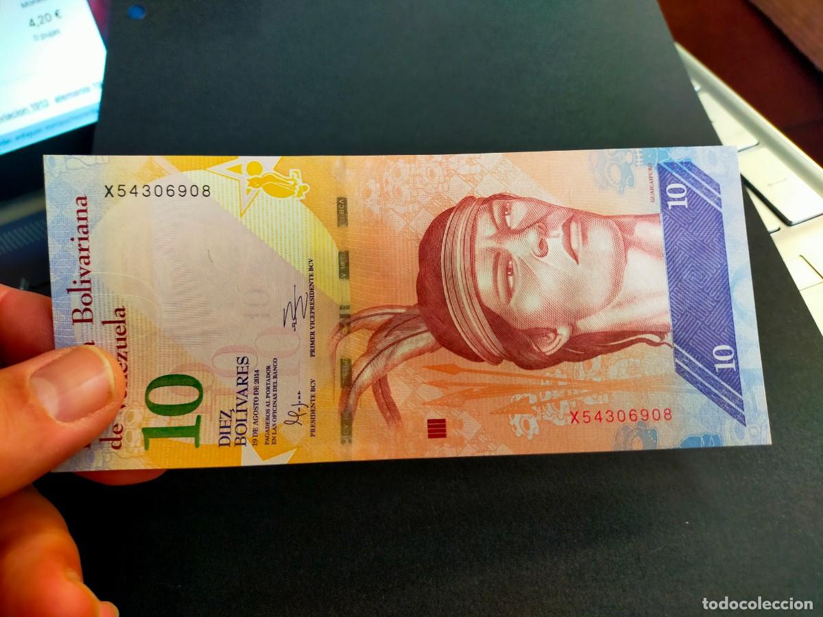 Billetes extranjeros: BILLETE DE 10 DIEZ BOLIVARES 19 AGOSTO 2014 REPUBLICA VENEZUELA EXCEPCIONAL CONSERVACIONCION