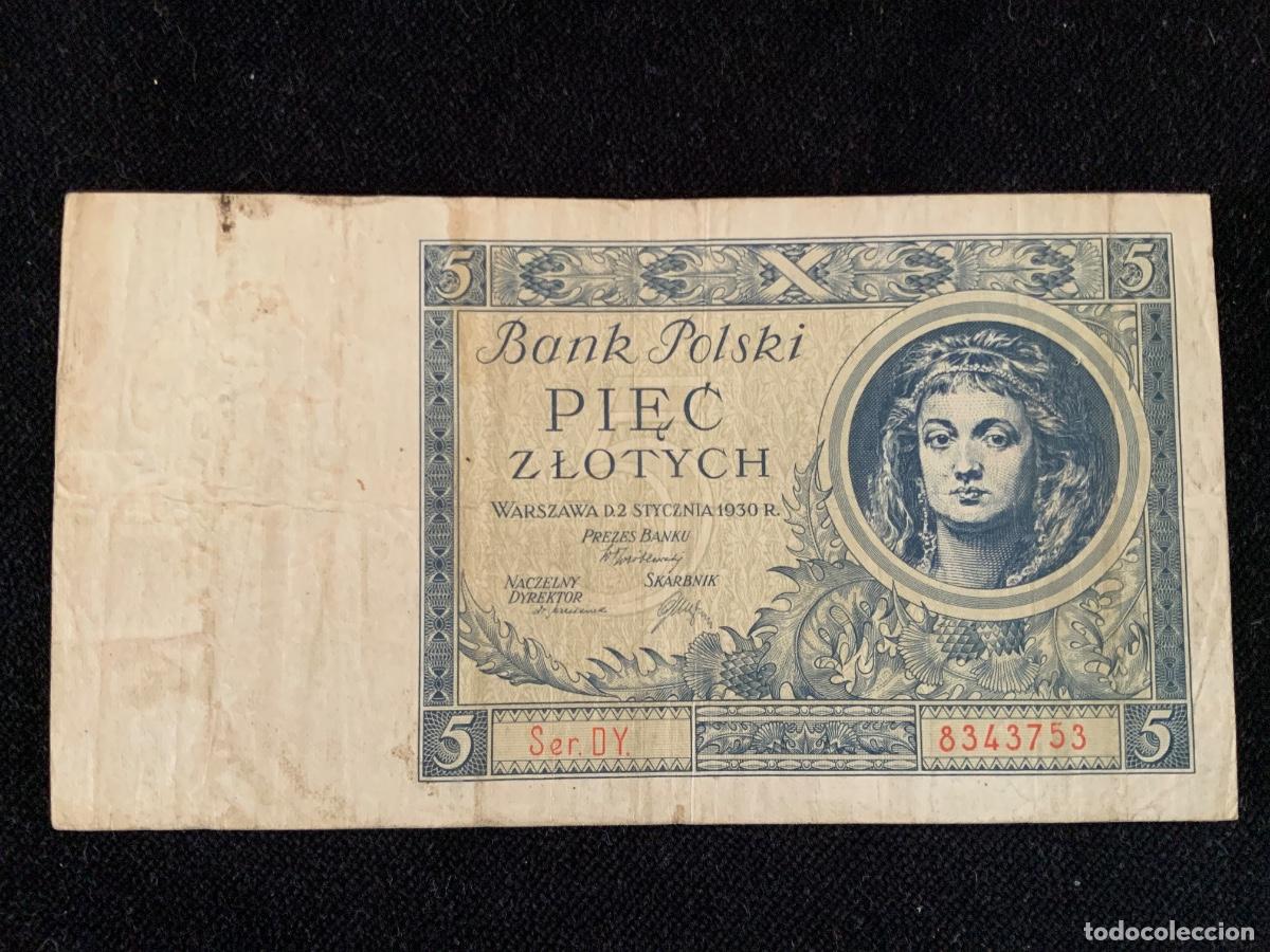 Billetes extranjeros: Billete 5 zloty 1930 Polonia,